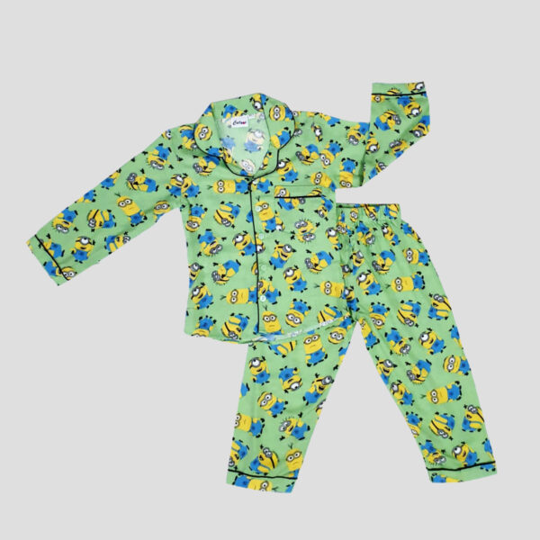 Minion Print Green Cotton Full Sleeves Night Suit – Cutoos
